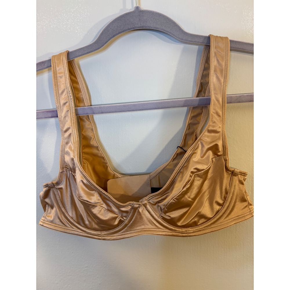 NEW Skims Satin Demi Underwire Bra Honey Beige 36A